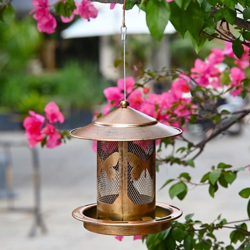 Rustproof Metal Wild Bird Feeder Feeding Tray Squirrels Proof Design Easy Fill Hanger For Backyard Bird Watching