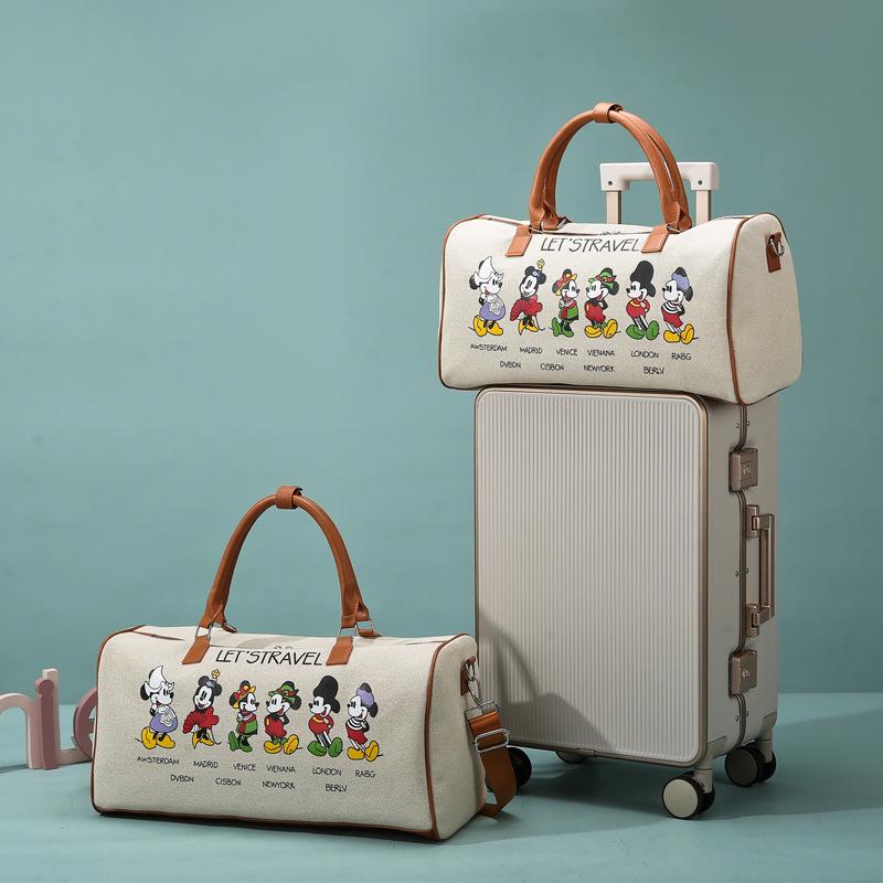 Корейская мультяшная женская парусиновая сумка большой вместимости для спорта и путешествий