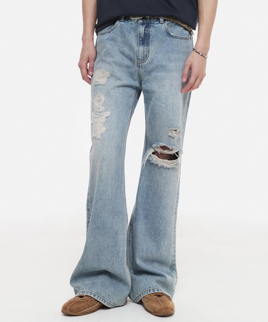 DNSR Signature Flare Distressed Denim Pants
