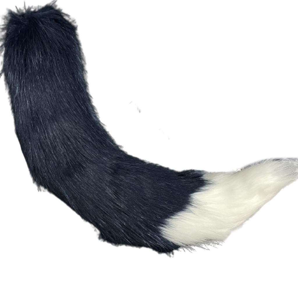 Ободок с волчьими ушами Хвост Девочки Косплей Аксессуары Звериные уши Синий Фурсьют Маскарад Хэллоуин Косплей Вечеринка