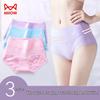 MaoRen Women's High-Waist Cotton Lace Tummy Control Briefs 3-Pack