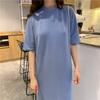 Summer Casual Long Knee Split Short Sleeve Nightgown Women's Plus Size Loose Straight T-Shirt Dress