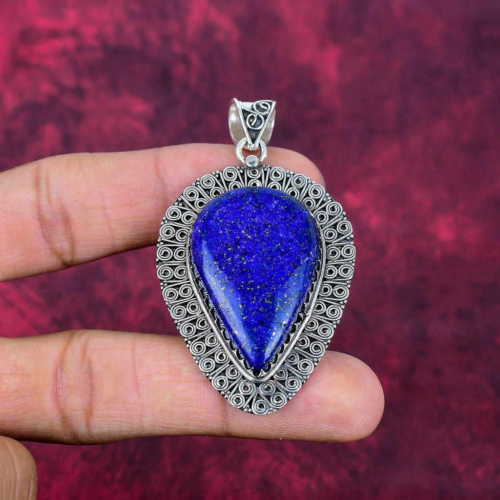 Подвеска из лазурита, ювелирное изделие ручной работы из драгоценных камней, кулон из цельного серебра 925 пробы, уникальный дизайн ювелирного украшения