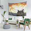 Sunset Healing Injustice Internet Celebrity Cat Emoji Tapestry, Cute Wall Art for Bedroom Living Room Decor