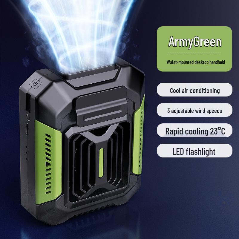 Портативный USB-вентилятор с креплением на пояс и регулируемой скоростью