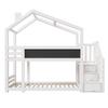 Children's Treehouse Bed 90 x 200 cm, Bunk Bed with Chimney & Storage and Fall Protection, White, incl. Board – 2x Slatted Frame (Without Mattress)