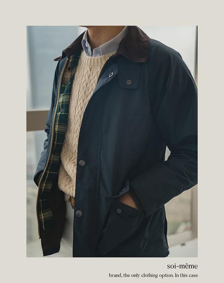 Unisex British Retro Corduroy Collar Hunting Windbreaker