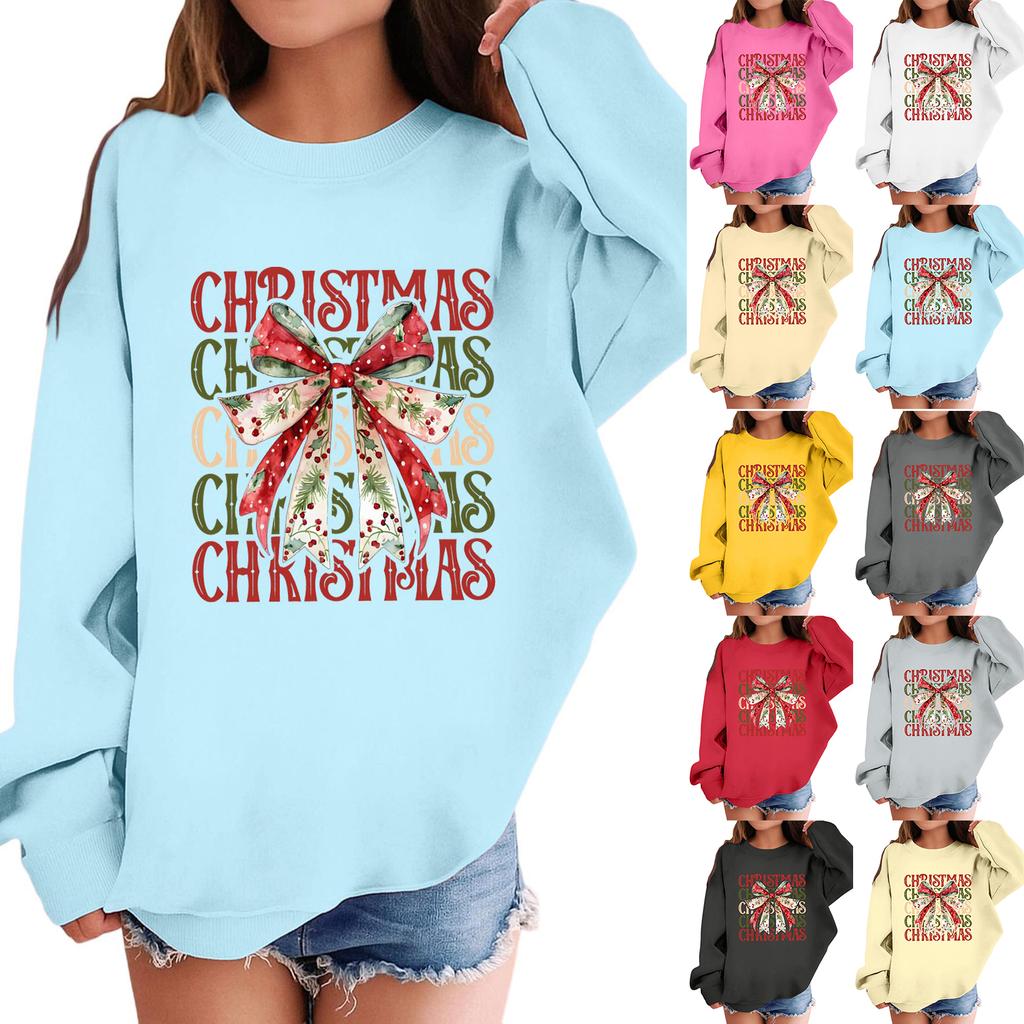 Children's Fashionable Casual Long-sleeved Loose Christmas Print Pullover Sweatshirt
