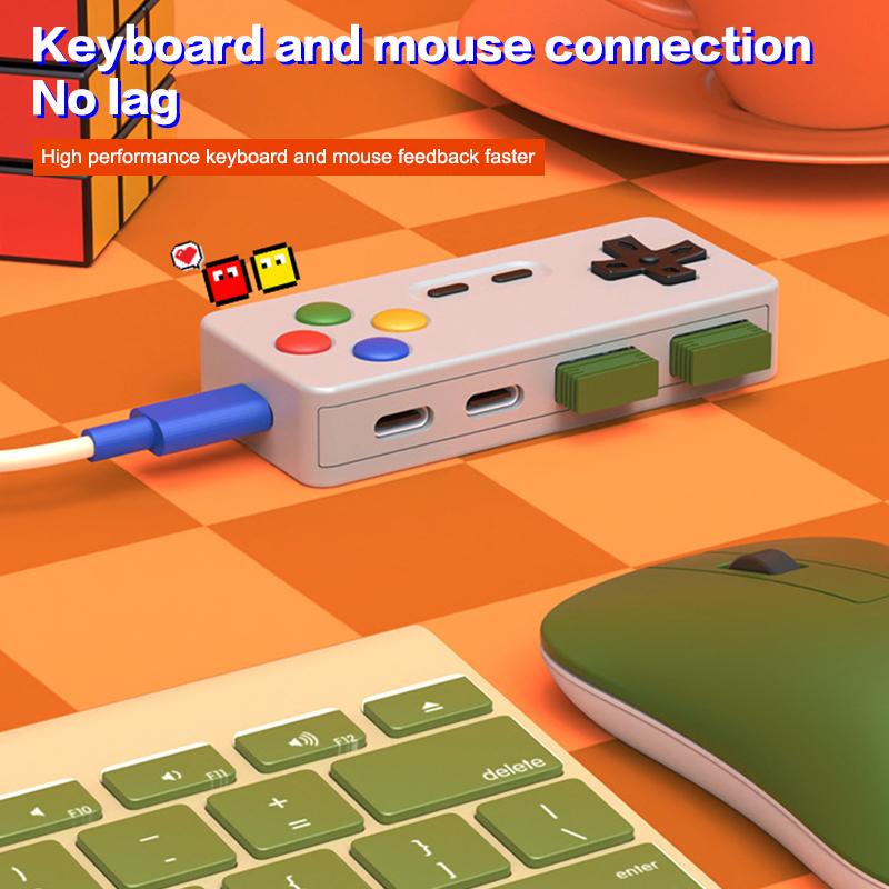 Игровой геймпад 4-в-1, моделирующий хаб, игровой контроллер, компьютерный USB Type-C, USB-C адаптер интерфейса для ноутбука, ПК, мыши, клавиатур, U-диска
