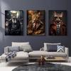 Abstract Animal Art Mr. Cat's Posters Prints Canvas Painting Retro Wall Art Pictures for Living Room Home Decoration