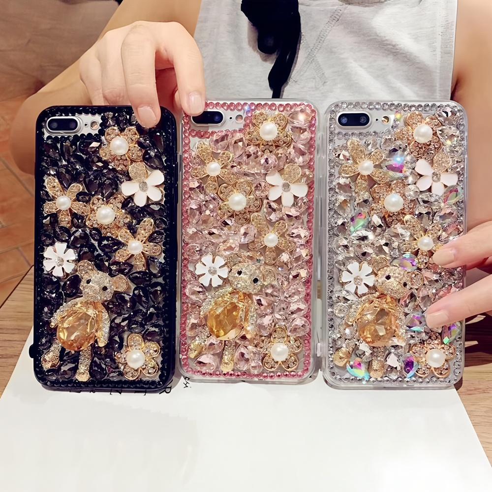 Glitter Rhinestone Phone Case For OPPO Realme 14 Pro Plus 14X 14T 13 12 Lite 4G 5G Crystal Floral Bear Design Cover