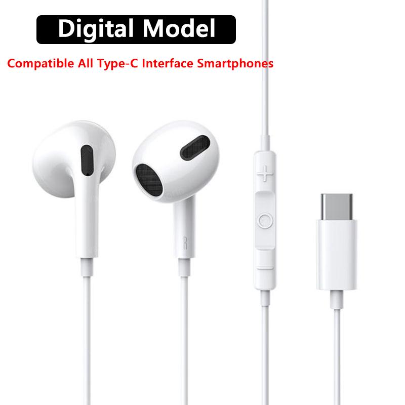 VAORLO Наушники с цифровым чипом Type-C, совместимые с HD-микрофоном для Samsung Xiaomi Huawei, гарнитура с интерфейсом Type-C