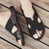 Cowhide Mens Sandals Classic Summer Men Slippers Soft Black Khaki Slippers Genuine Leather Slippers Lightweight Slides for Men