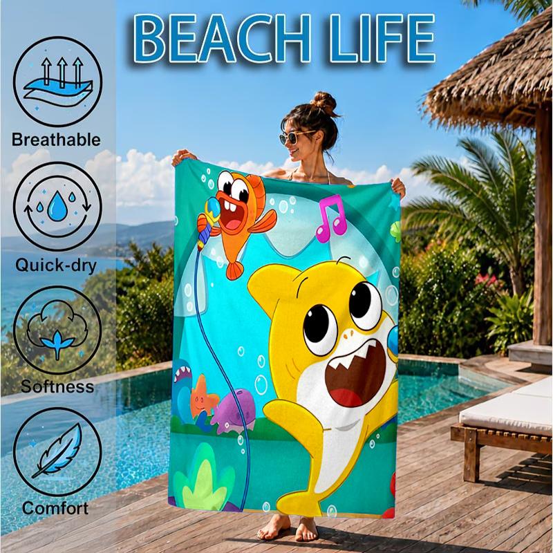 Cartoon Shark Dance Party Beach Towel, Microfiber Beach Towel, Perfect For Pool, Beach, Travel, Home Decor Beach Party Fan gifts
