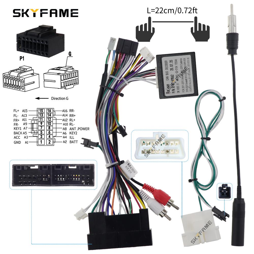 SKYFAME 16-контактный автомобильный жгут проводов Адаптер Canbus Box Декодер Кабель питания Android Для Hyundai IX35 HYK-RZ-12