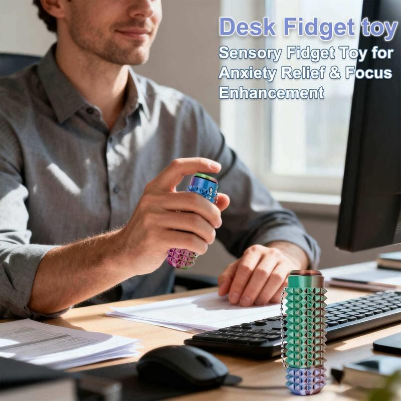 Pain Stim Fidget Toy Spiky Grippie Stim Keychain Portable Fidget Toy for Adults Teens Stress Relief Office Desk Toy Novelty Gift