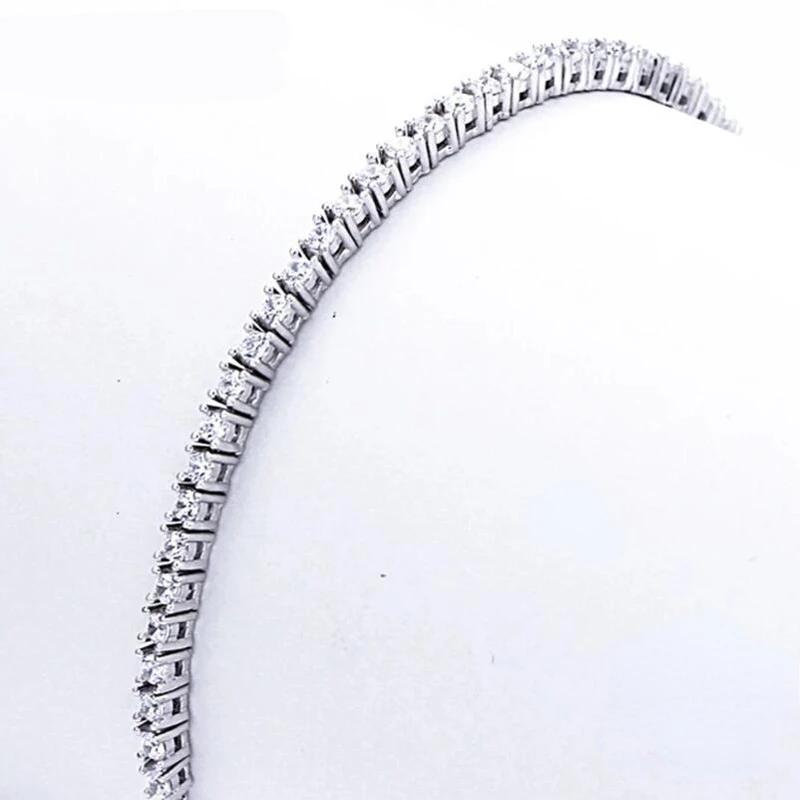 925 Silver Jewelry 16cm to 19cm Tennis Bracelet 2mm Zirconia Anniversary Gift Genuine Silver Bracelet