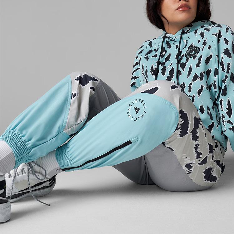 adidas Спортивные брюки Stella McCartney Color Blocked с завязками на шнурке, женские, алюминиево-серые, водно-зеленые HA8967