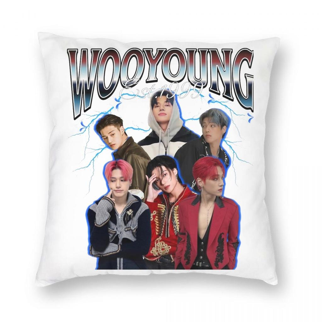 Подушка с принтом Wooyoung 90s Ateez Kpop Группа Наволочка Двусторонняя Печать Полиэстер Чехол для Подушки Декоративная Подушка Чехол для Подушки Постель