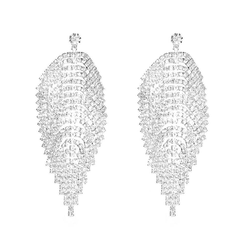 Temperament Luxury Long Leaf Earrings Shiny Diamond Earrings Elegant Trend Earrings Jewelry Women's Earrings
