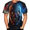Fashionable Men's Clown Pattern 3D Printed T-shirt, Trendy Harajuku Alternative Personality Short Sleeved Top Outdoor Fun Party O Collar Streetwear