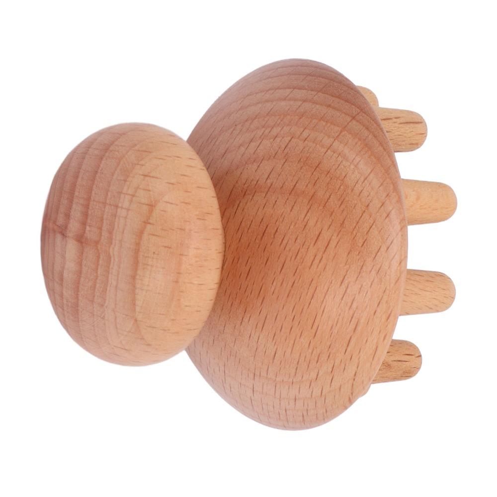 Ergonomic Handle Manual Massage Tool Mushroom Shape Wooden Massager Scalp Massager  Full Body Use