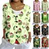 Women's Fashion Casual Knit Sweater Button-Up Christmas Print Cardigan Jacket