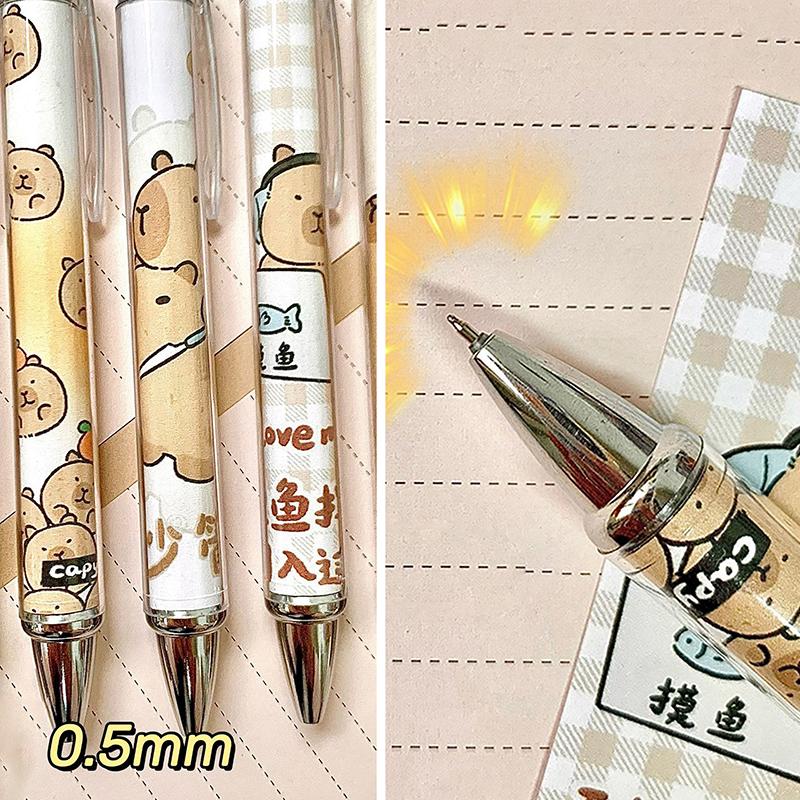 Capybara Press Pen Cartoon Cute Roll Paper Гелевые ручки Student 0.5Mm Быстросохнущая ручка для письма Kawaii Креативные канцелярские принадлежности