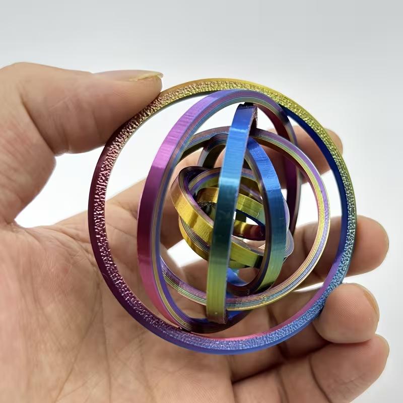 3D-печатное шестигранное кольцо на палец - Красочное вращающееся novelty украшение, материал PLA, модная уникальная настольная игрушка