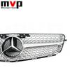 FCM5   Chrome Diamonds Style Front Bumper Grille Upper Grill With OE Style Emblem For Mercedes Benz C-Class W204 2008-14 C200 C230 C300