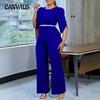 Women's New Fashion Temperament Elegant Solid Color Top Wide Leg Pants Two Piece Suit