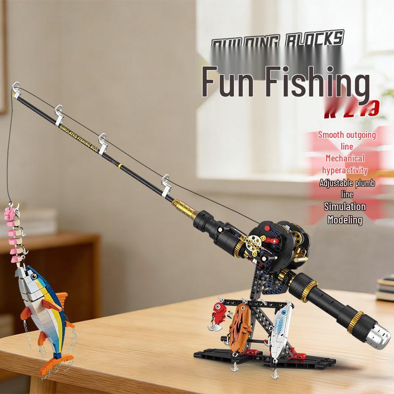 KAIYU K96249 Кастинговая катушка Удочка Строительные блоки - Совместимая с LEGO Рыболовная игрушка Модель Украшение