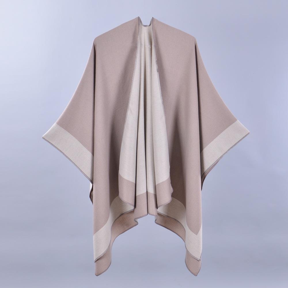 New Women's Spring Scarf Shawl Fashion Versatile Solid Color Four Seasons Imitation Cashmere Split Cape Amazon