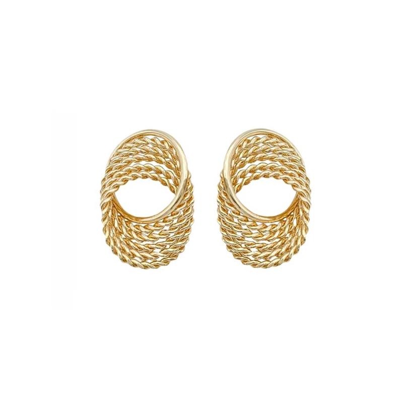 Gold Color Twisted Dangle Earrings for Women Silver Color Braided Metal Hollow Geometric Statement Female Drop Earrings