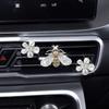 Bee Car Air Vent Clips Bling Flower Auto Air Conditioner Freshener Clips Rhinestone Crystal Car Air Outlet Decor Car Accessories