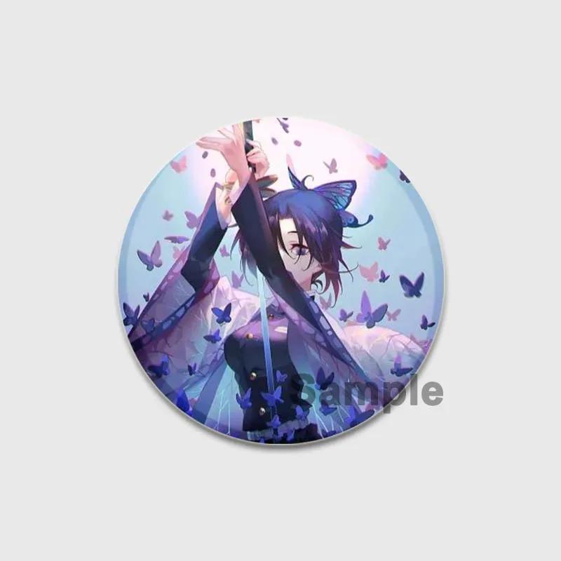 32/44/58mm Round Anime Brooches Kamado Tanjirou Tsuyuri Kanao Hashibira Inosuke Rengoku Kyoujurou Agatsuma Zenitsu Akaza Badge Lapel Pins