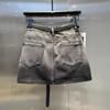 Vintage Denim Pencil Skirt With Flashing Design And Stretch For Summer Chic Women