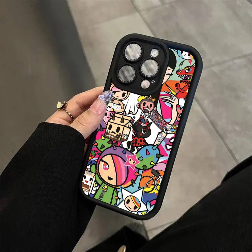 Япония Tokidokis Для iPhone 17 16 15 14 13 12 11 Pro Max Plus Черный Полное Покрытие Мягкий Фунда Силиконовый Чехол