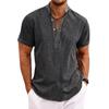 Men's Linen Shirts Short Sleeve Button Up Neck Stand Collar Casual Summer Home Daily Shirts