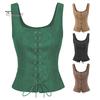 Женский жилет на шнуровке Ренессанс Vinatge с квадратным вырезом без рукавов Средневековый приталенный однотонный топ для косплея на Хэллоуин