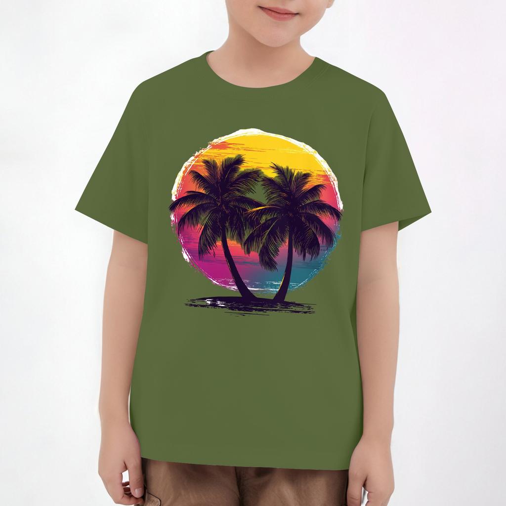 Детские топы с коротким рукавом, повседневная футболка с принтом, круглый вырез, блузка-пуловер