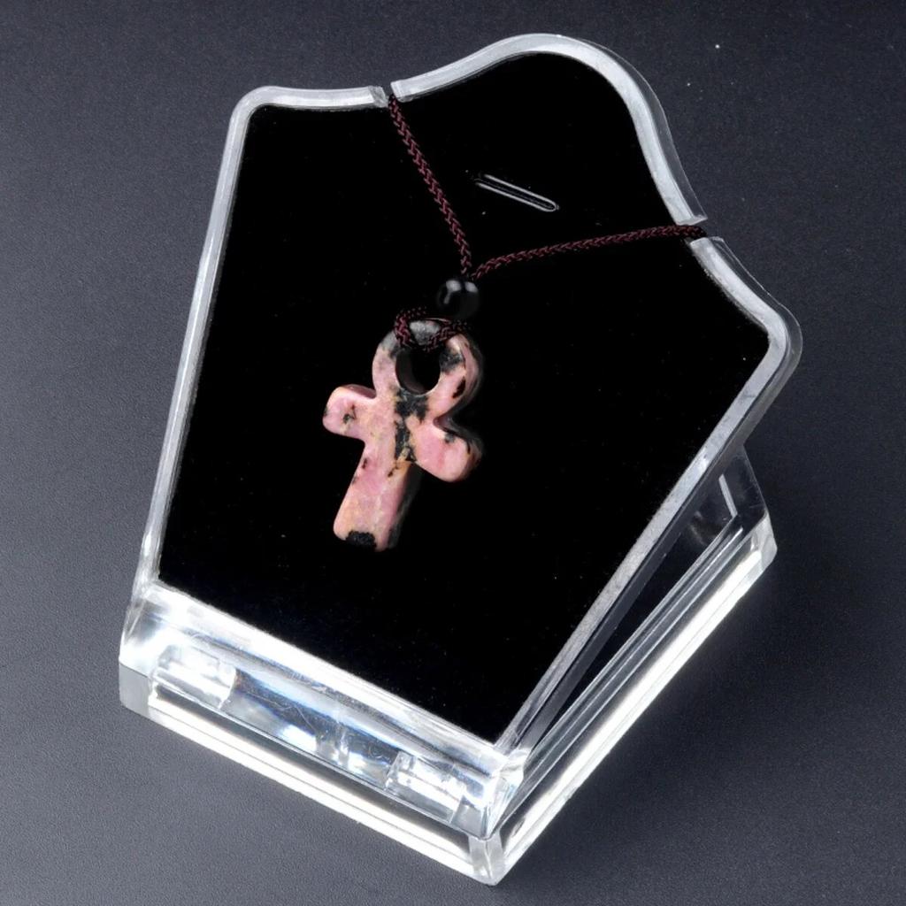 Ожерелье AnKa из натурального камня с кристаллами агатов Crux Ansata, подвеска в форме креста для женщин, подарок на день рождения, цепочка 32 см