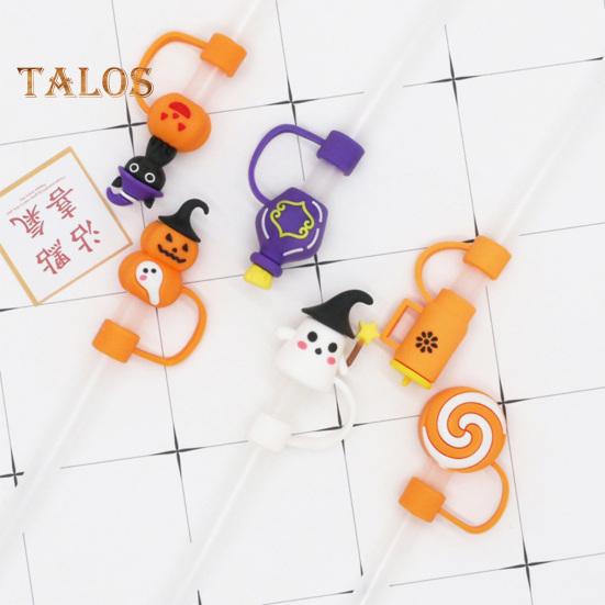 Силиконовые чехлы для соломенной шляпы на Хэллоуин 10 мм Декоративные колпачки в виде тыквы-призрака Пылезащитный многоразовый протектор для бутылки с водой