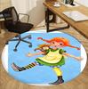 Pippi Longstocking Pattern Round Rug, Indoor/Outdoor Mat, for Picnic, Gameroom, Bedroom, Office, Living Room, Home Decor Carpet, Birthday Gift