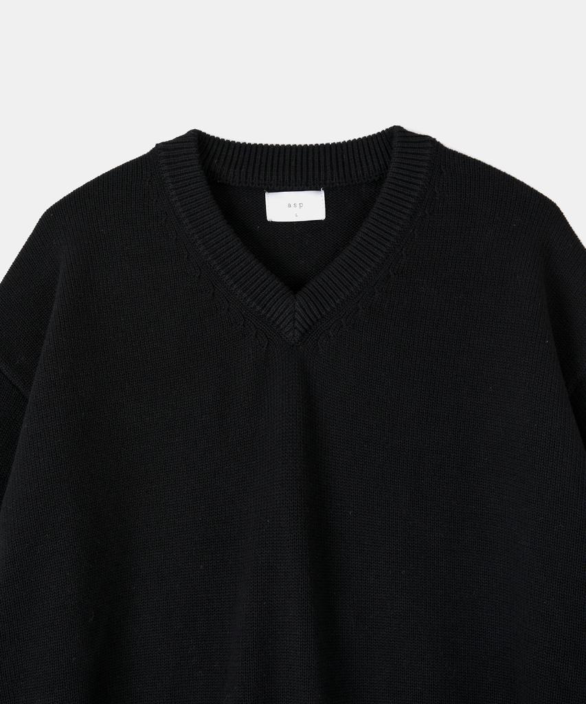 ASP Cotton V-Neck Knit Black
