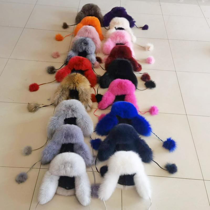 Русская зимняя меховая шапка женская из натурального меха лисы пушистая теплая уличная снежная шапка