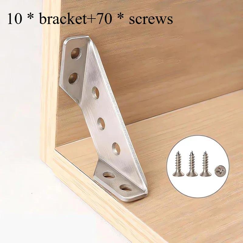 20/50Pcs Furniture Corner Connector Stainless Steel Corne Bracket Universal Triangle Corner Brace with Screw Angle Brackets