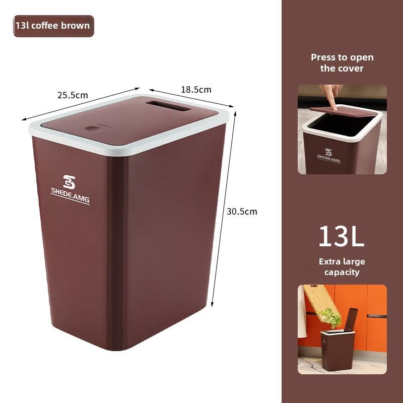 Wholesale Large-Capacity Plastic with Lid for Dormitory Living Room Kitchen Bathroom Special Gap Trash Can for Home Use in Toilets Coffee Brown trash