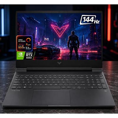 HP Игровой ноутбук Victus 15,6 дюйма FHD 144 Гц с процессором Ryzen 5-8645HS (6 ядер, до 5,0 ГГц), 16 ГБ ОЗУ DDR5, 512 ГБ SSD, NVIDIA GeForce RTX 4050 6 ГБ, Wi-Fi