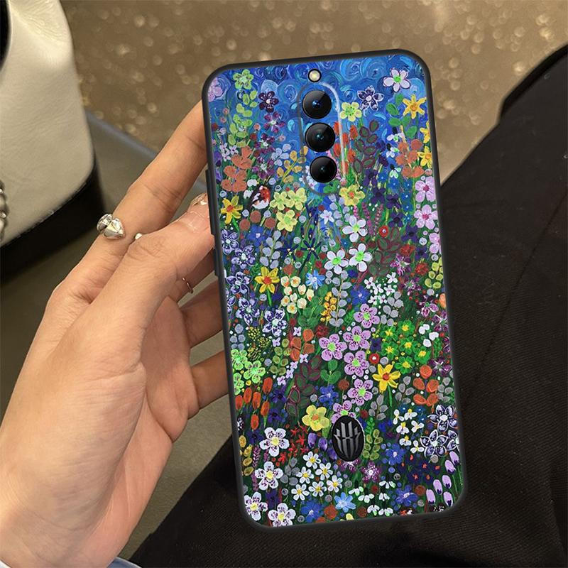 Яркий чехол-пенал с рисунком цветов для ZTE Nubia Red Magic 11 10 9 8 8S 9S 10S Pro Plus 6 7 6S 7S RedMagic 10 Air